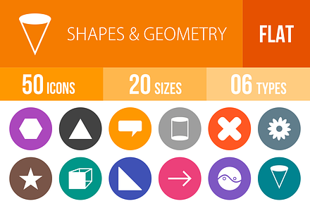 50 Shapes&Geometry Flat Round Icons, an Outline Icon by IconBunny