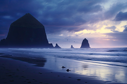 Fantastic sunset at Reynisfjara Beac, a Photo by Iftikhar Alam