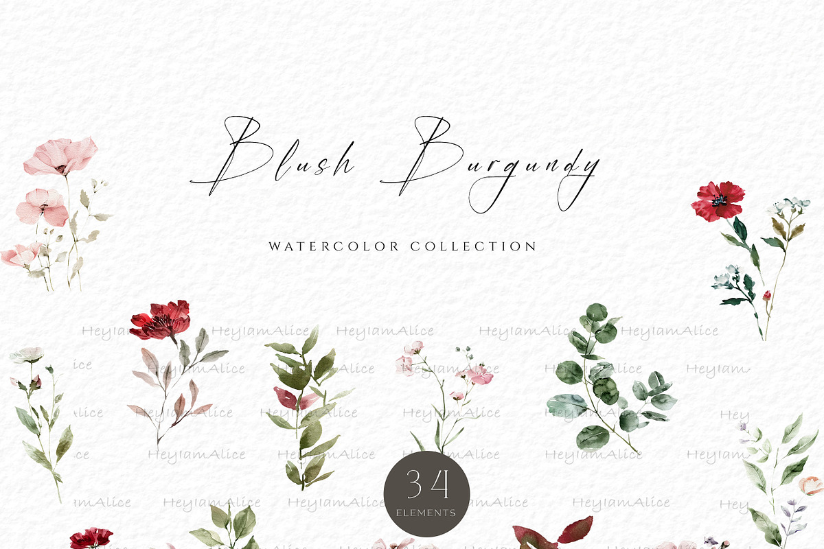 Blush Burgundy Flower, a Decorative Illustration by heyiamalice (Photo 4 of 9)