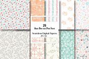 Aqua Blue and Pink Floral Digital Pa, a Pattern Graphic by Wow Magic (Thumbnail 1 of 3)