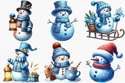 Christmas Blue Toile Snowman Clipart, an Illustration by Canvas Craft (Thumbnail 2 of 8)