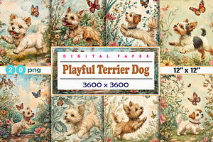 Playful Terrier Dog, a Graphic by Printable Treasure