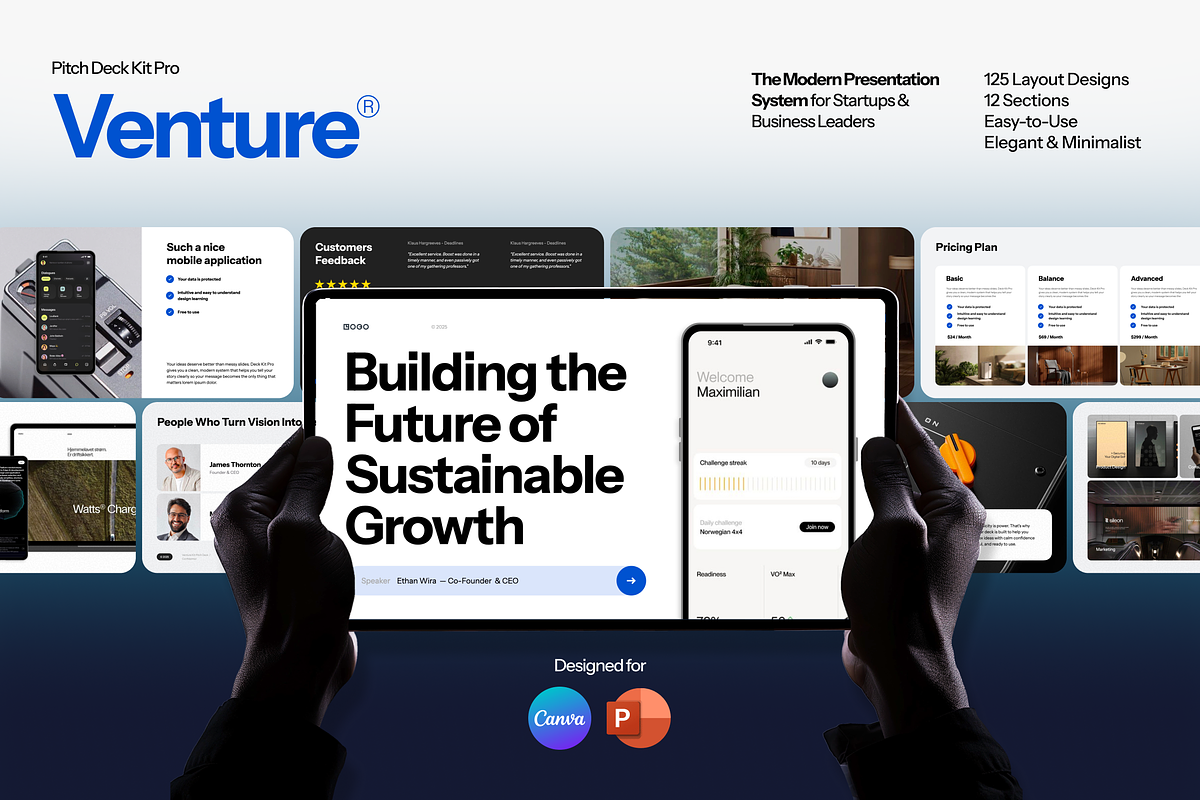 Venture Pitch Deck Kit Pro PPT Canva, a Presentation Template by Unich Design Bureau (Photo 1 of 4)
