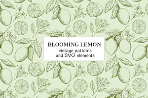 Lemon branches pattern and elements, a Food Illustration by Robusta