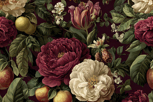Floral and Fruit Seamless Pattern, a Decorative Illustration by Virgo Studio