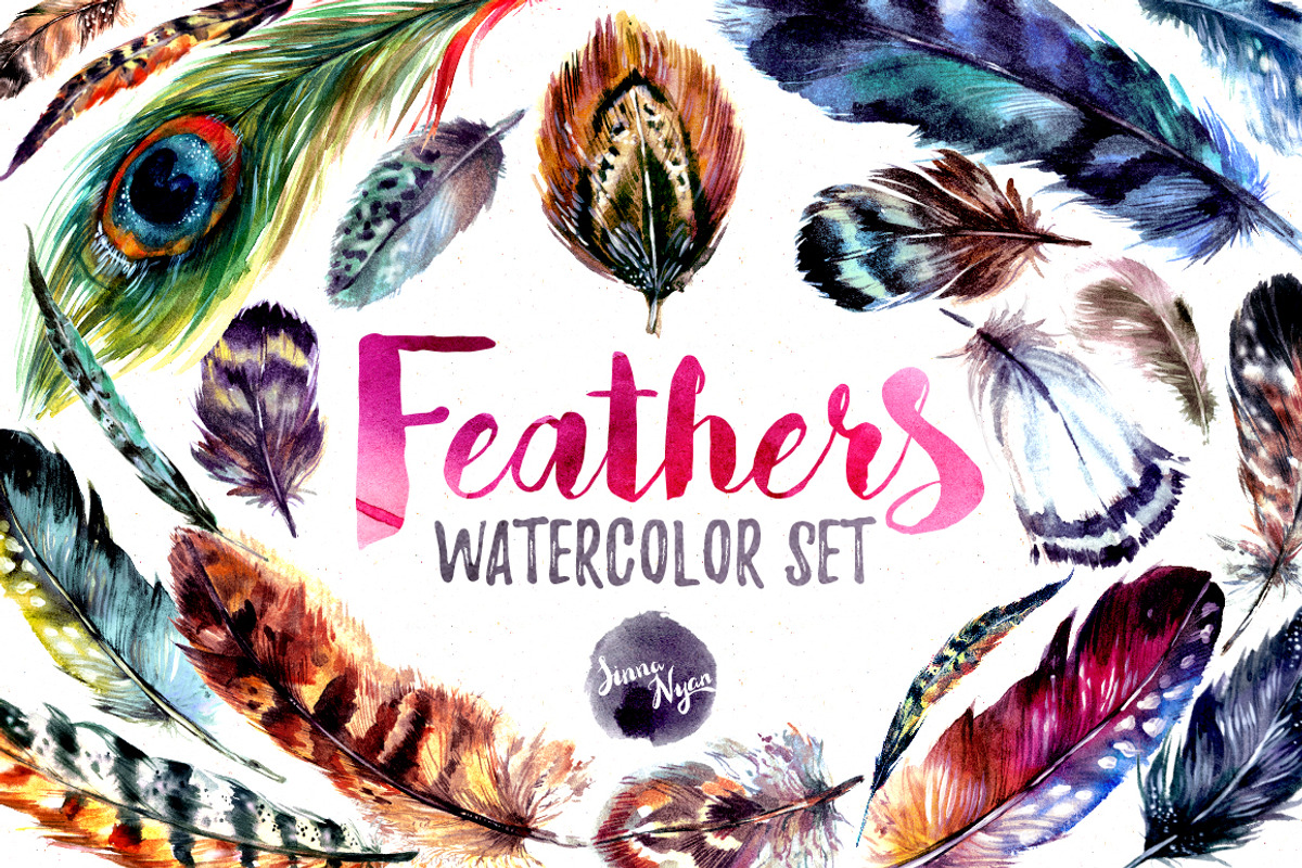 Watercolor Boho Feather DIY, a Decorative Illustration by Inna Sinano (Photo 1 of 5)