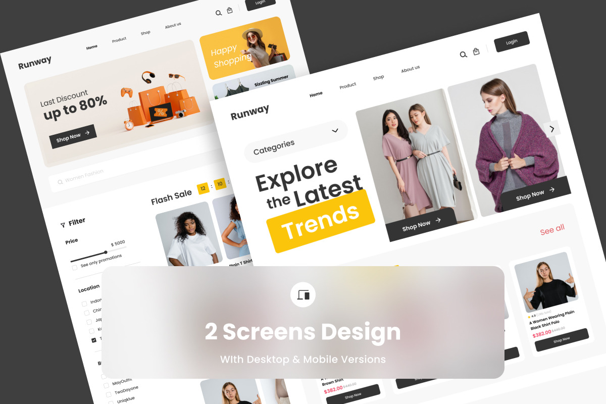 Runaway - Fashion Landing Page, a Landing Page Template by trabaskriya (Photo 2 of 5)