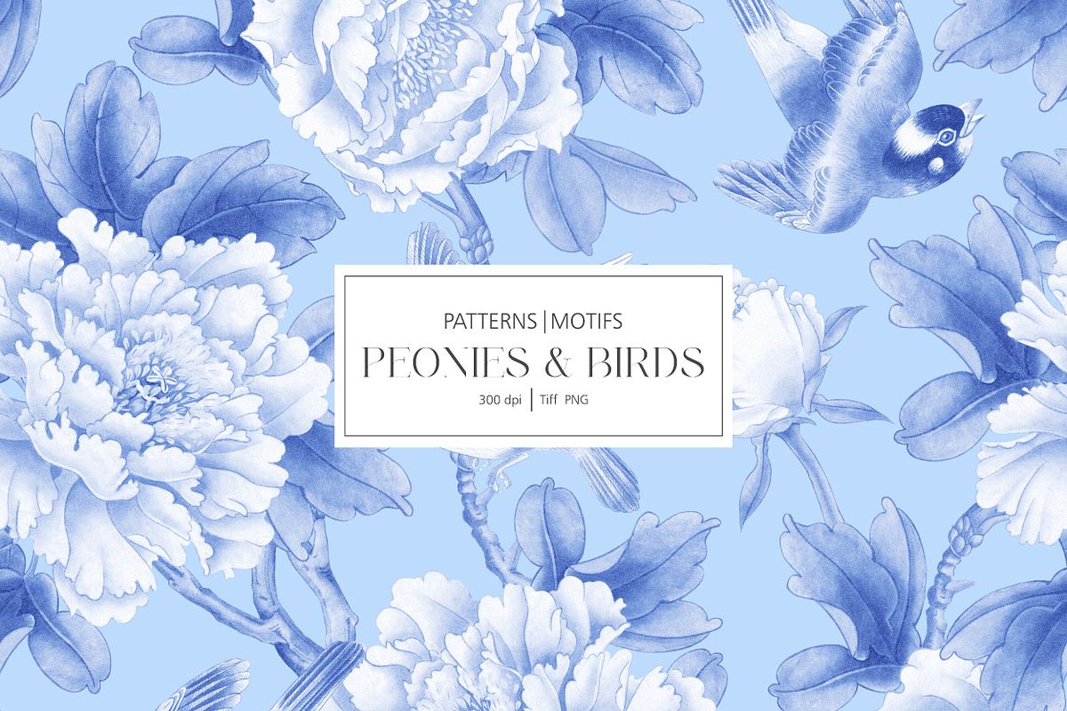 PEONIES AND BIRDS, a Pattern Graphic by Kate Demyanovska (Photo 3 of 10)