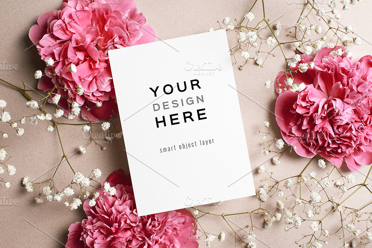 Invitation or greeting card mockup, a Product Mockup by nika-vera