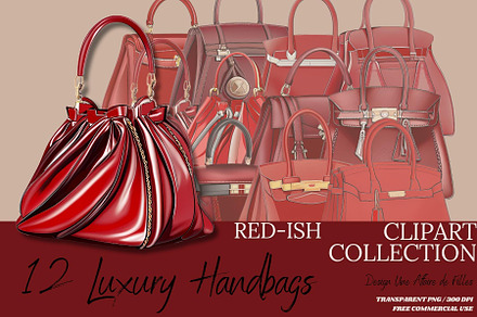 Luxury Handbags Clipart - Redish