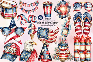 4th of July Clipart Bundle., an Illustration by SVGArt