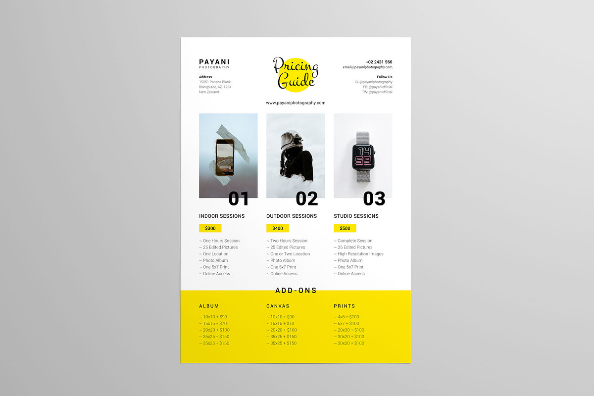 Photography Pricing Template Flyer, a Flyer Template by Meenom Templates (Photo 1 of 5)