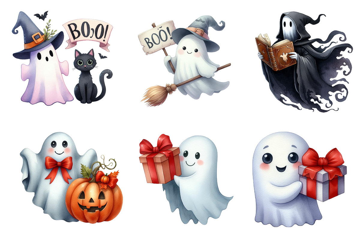 Halloween Ghost Clipart, an Illustration by CreationArt (Photo 3 of 5)