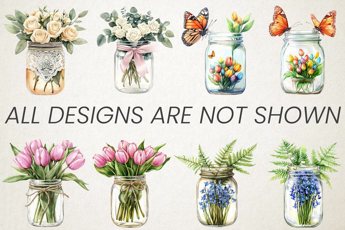 Spring Mason Jar Floral Clipart Set, an Illustration by RobertsArt (Photo 5 of 5)