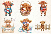 4Th of July Cute Highland Cow Clipar, a Seasonal Illustration by Rose Art (Thumbnail 3 of 4)