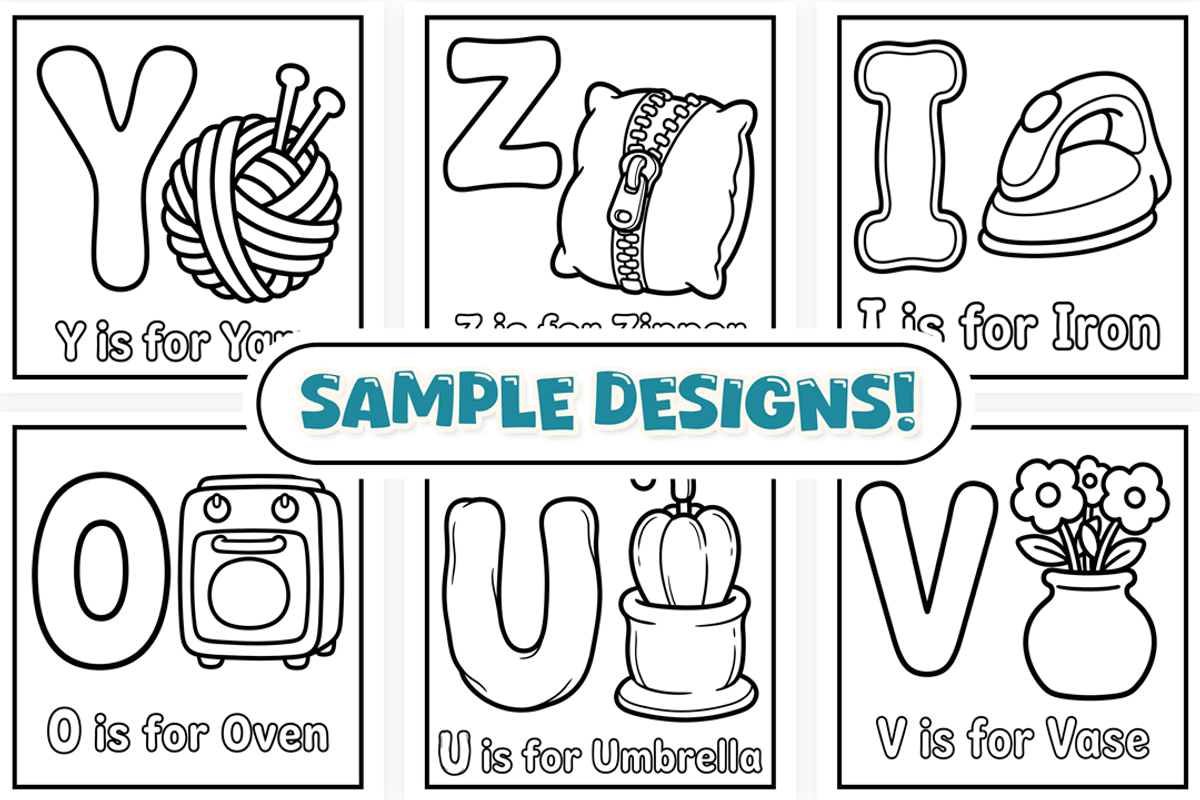 Happy Home ABC Coloring Book, an Education Illustration by Craftsbeefy (Photo 3 of 4)