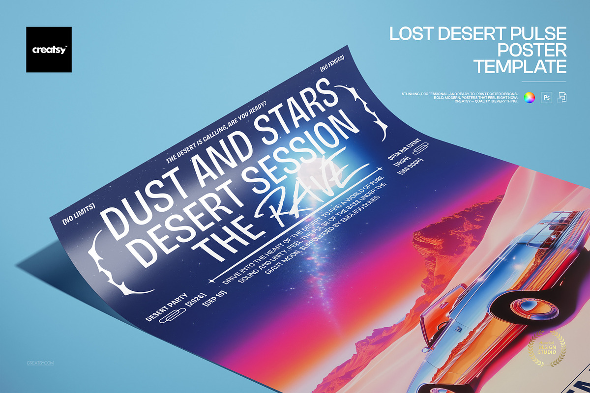 Lost Desert Pulse Poster Template, a Poster Template by creatsy5 (Photo 1 of 4)