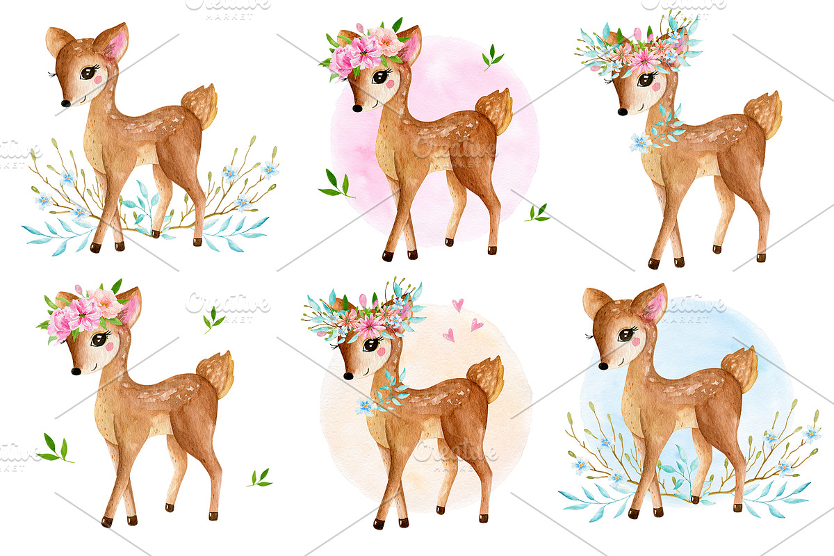 Deers Watercolor Set, a Background Graphic by Irene_Boiko_ART (Photo 6 of 11)