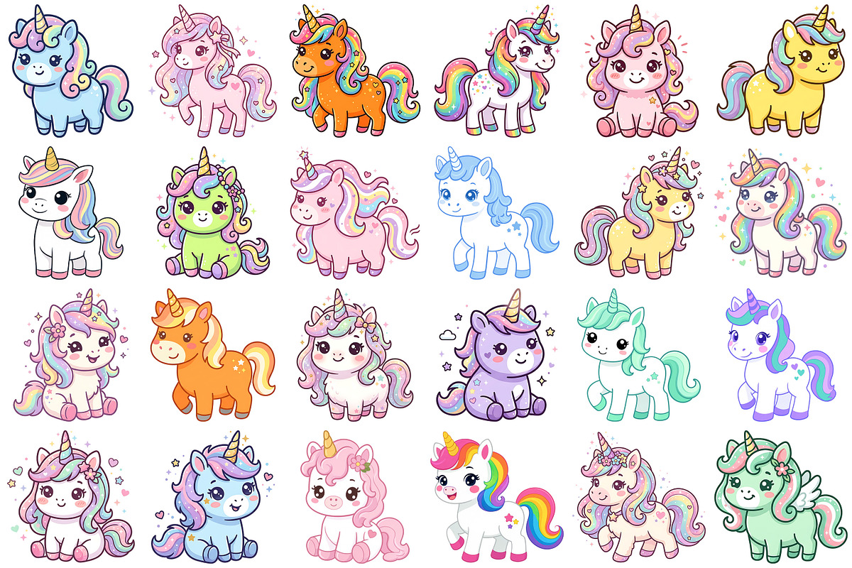 Cute Unicorn Clipart, an Animal Illustration by Forhadx5 (Photo 4 of 9)
