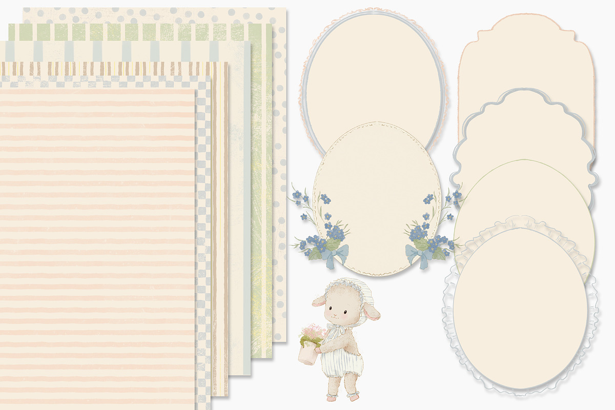 Baby Animals Clipart & Frames Bundle, an Illustration by AlenaVlasko stock Market (Photo 3 of 6)