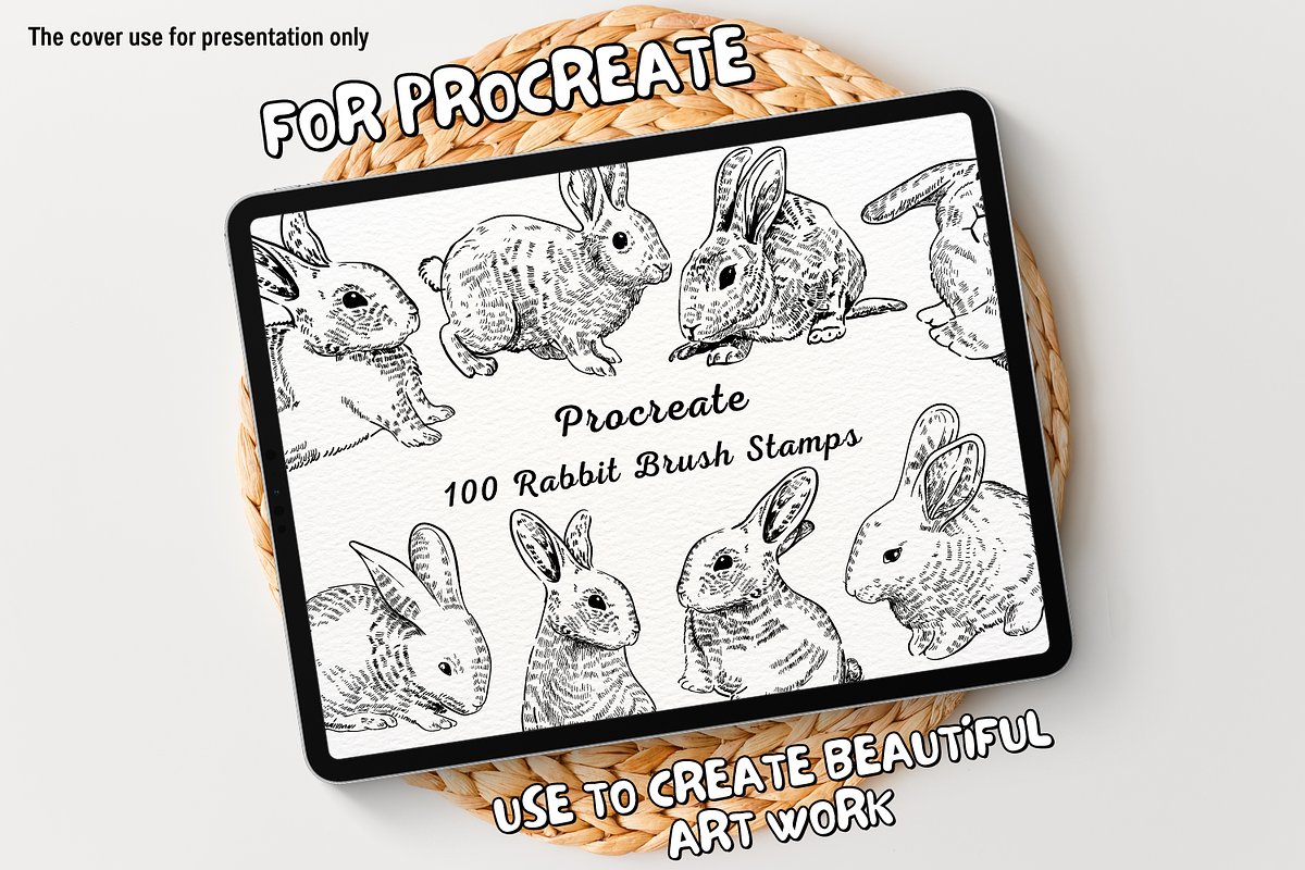 100 Rabbit Procreate Stamps, a Brush Add-On by Painter Creative Books (Photo 1 of 9)
