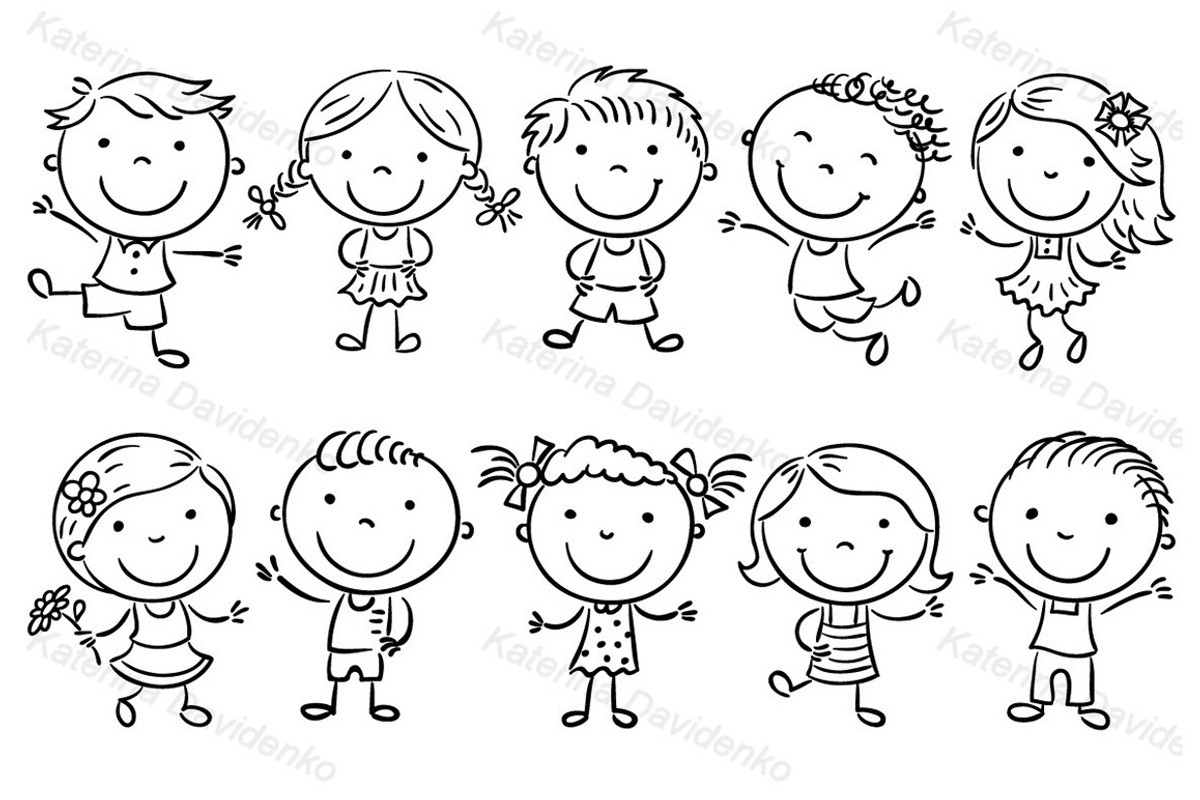 Cartoon doodle cute child kid set, an Education Illustration by Bubert Art