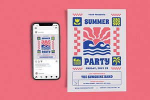 Retro Summer Party Sunset, a Flyer Template by Me55enjah Design
