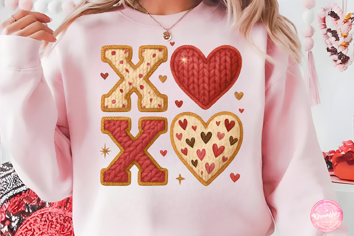 Faux Yarn XOXO Valentine’s Day PNG, an Illustration by CreationArt (Photo 3 of 5)