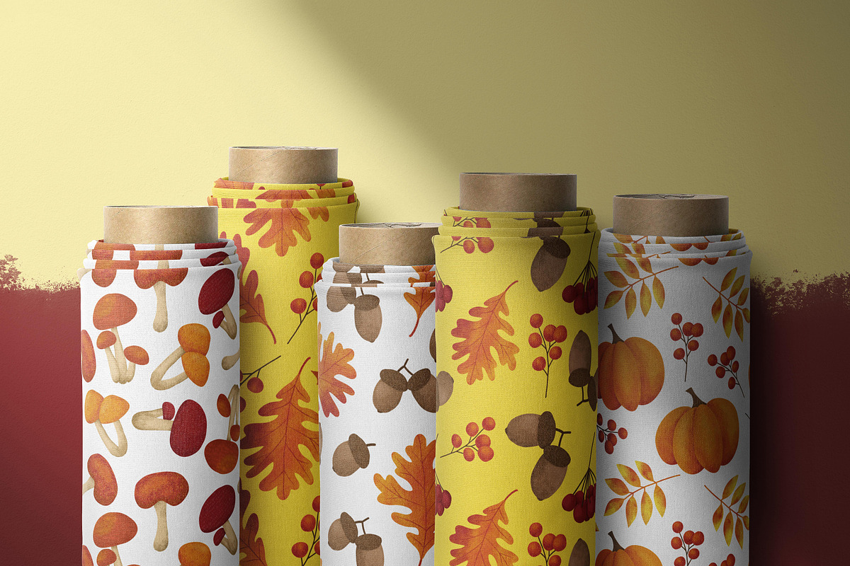 Fall Mushrooms Clipart and Patterns, a Pattern Graphic by Lagmar Design (Photo 8 of 14)