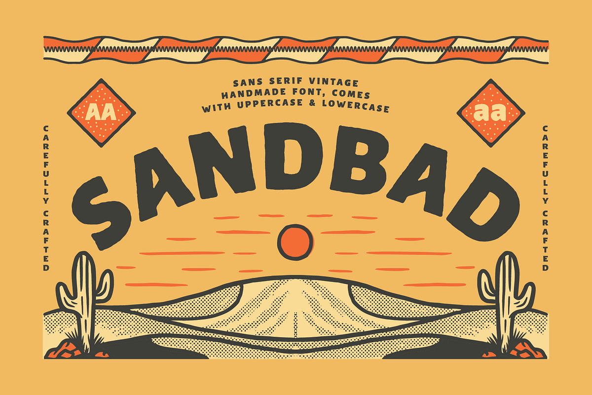 SANDBAD - Vintage Handmade Font, a Sans Serif Font by Blazing Sun Creative (Photo 1 of 5)