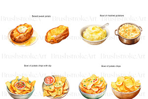 Watercolor Potato Clipart, Food PNG