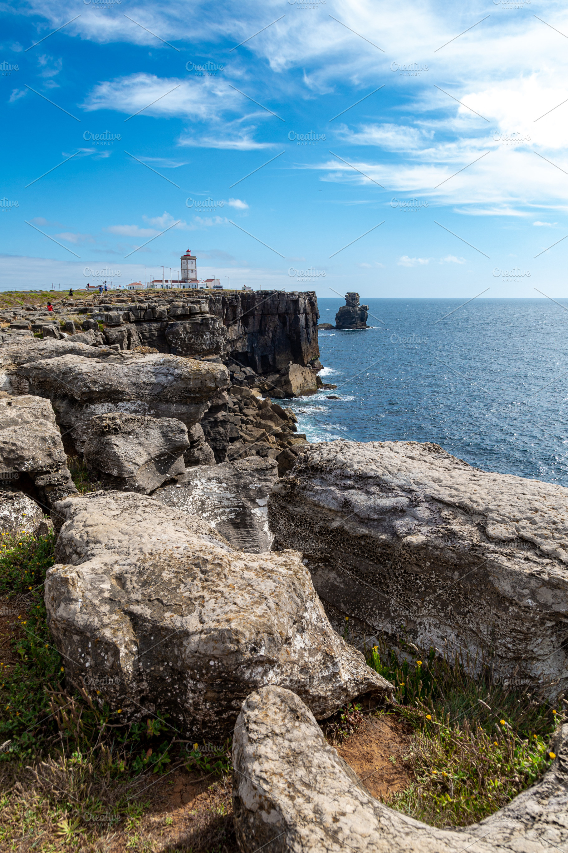 Cliffs and lighthouse of Carvoeiro cape in Peniche, a Photo by asife