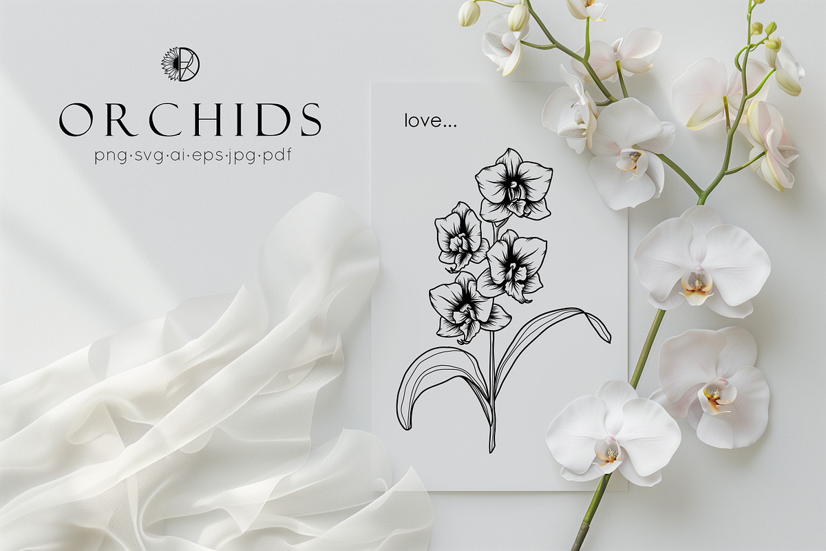 Ochid flowers Line art svg, an Object Graphic by Dervik Art Store (Photo 6 of 9)