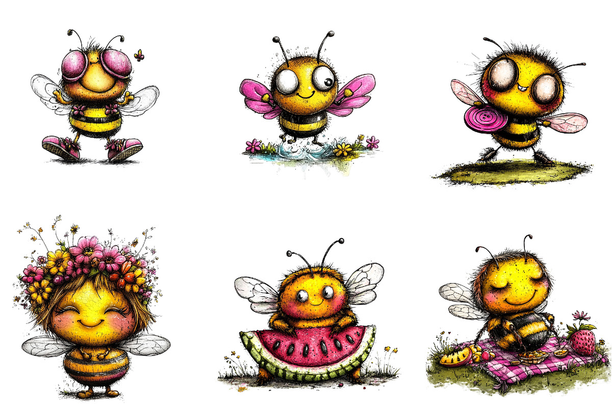 Funny Summer Bee Clipart, a Seasonal Illustration by Designking (Photo 3 of 5)