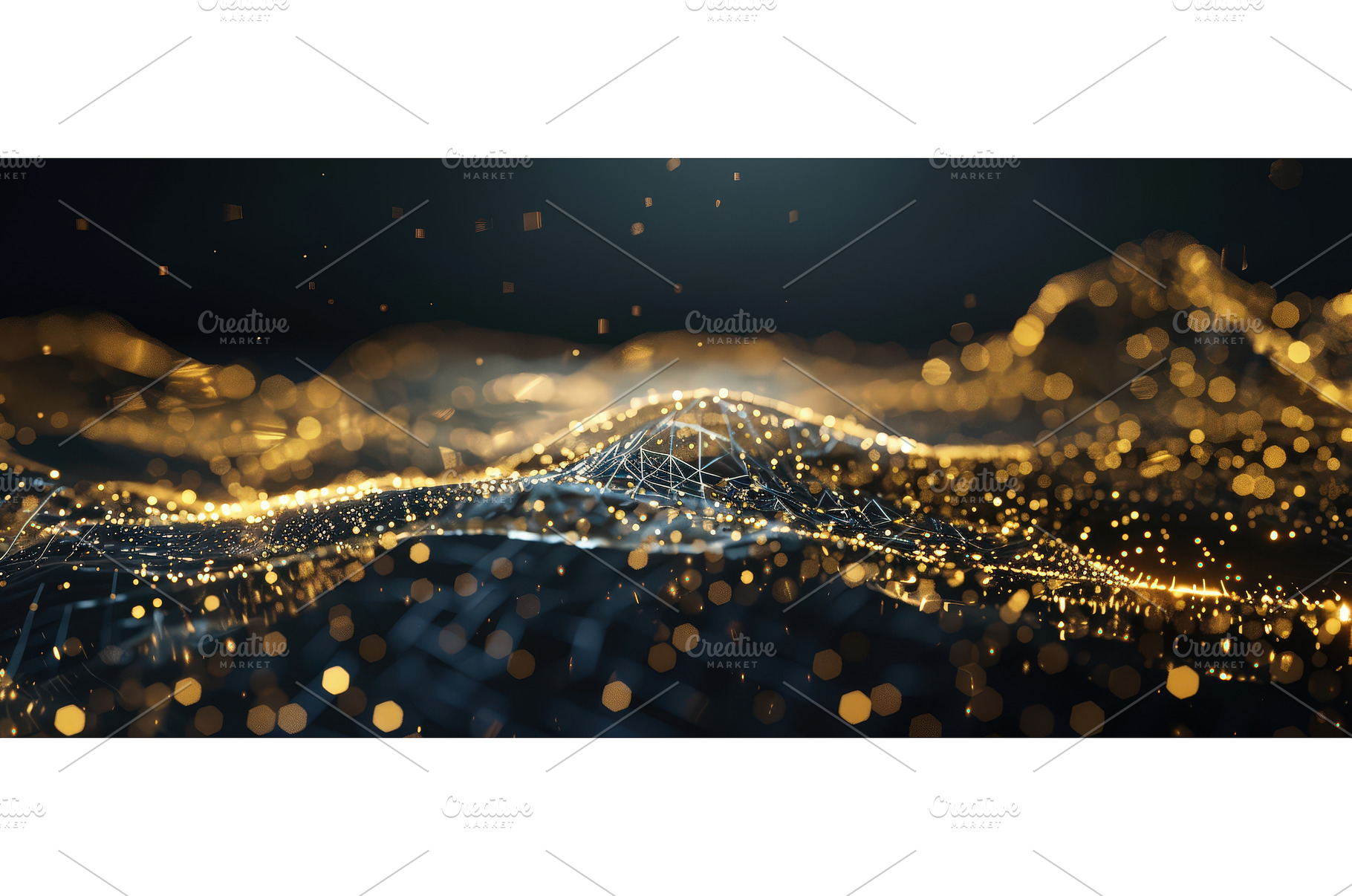 Golden Abstract Network of Connected, a Technology Photo by piter.goskov