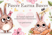 Funny Easter Bunny set +6 patterns, a Decorative Illustration by Kristina Crocus (Thumbnail 1 of 4)