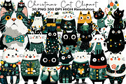 Christmas Cat Clipart, an Animal Illustration by Black Bird Studio (Thumbnail 1 of 6)