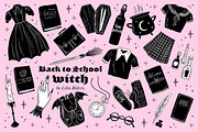 Back to School Witch Clip Art, an Education Illustration by Lilla Bölecz (Thumbnail 1 of 4)