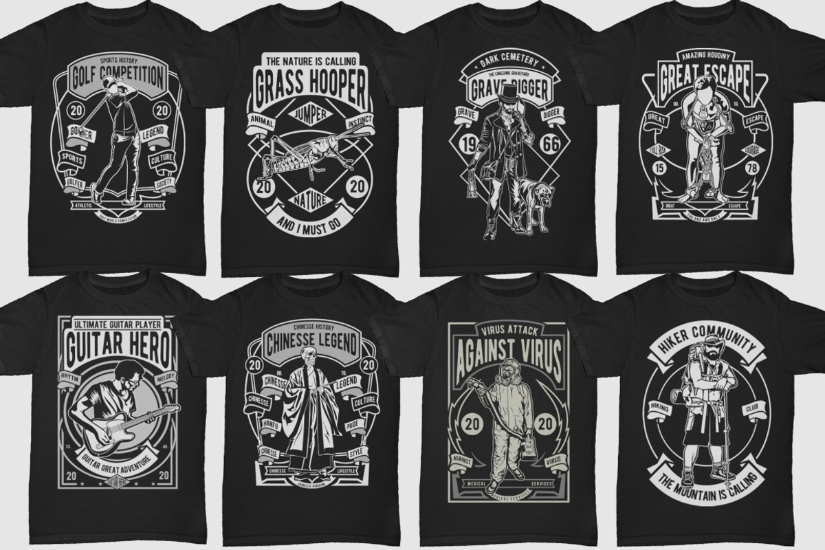 250 Retro Tshirt Designs Bundle #4, an Illustration by roach_graphic (Photo 15 of 34)