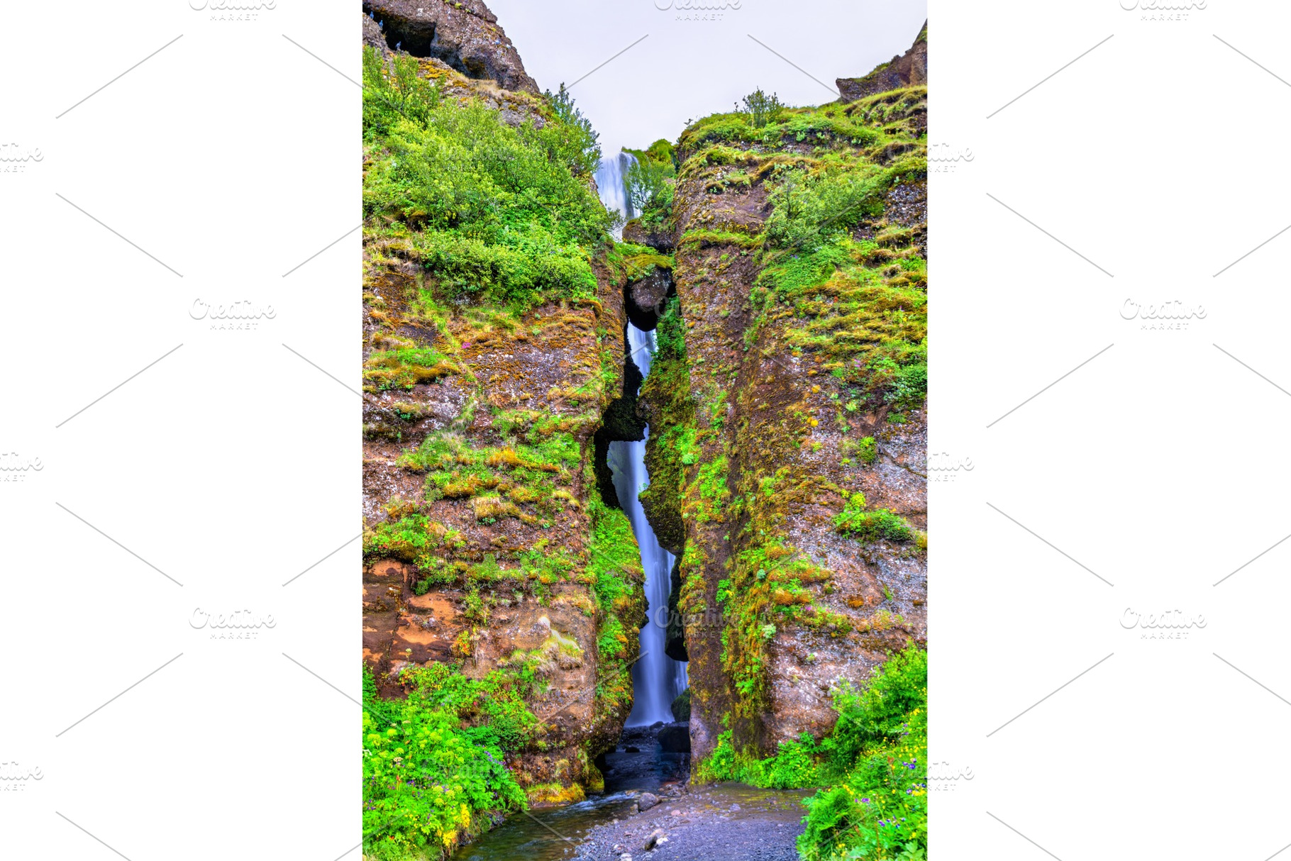 Gljufrafoss or Gljufrabui, waterfall obscured by a rock - Iceland, a Nature Photo by Leonid Andronov