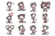 Whimsical Valentine Cat Clipart, an Illustration by Design Market (Thumbnail 3 of 3)