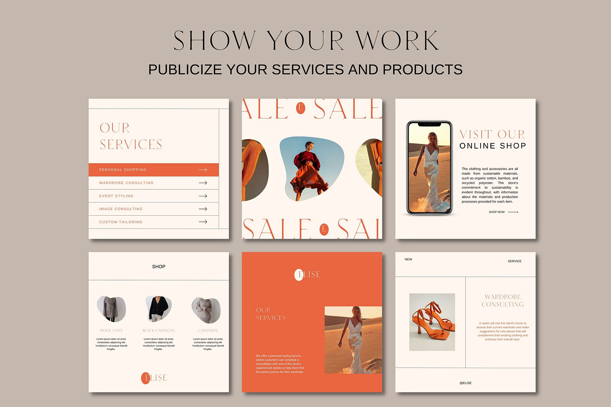 ELISE Aesthetic Canva Templates, a Social Media Template by Studio Suvelle (Photo 4 of 12)