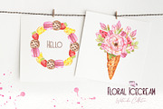 Floral Icecream Watercolor Set, an Illustration by TanataDesign (Thumbnail 3 of 13)