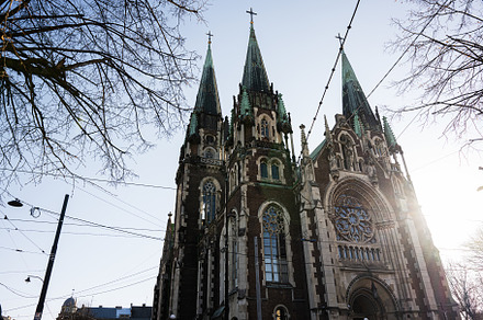 Gothic Architecture of Lviv Cathedral Church of Sts. Olha and Elizabeth with To, a Photo by AS photostudio