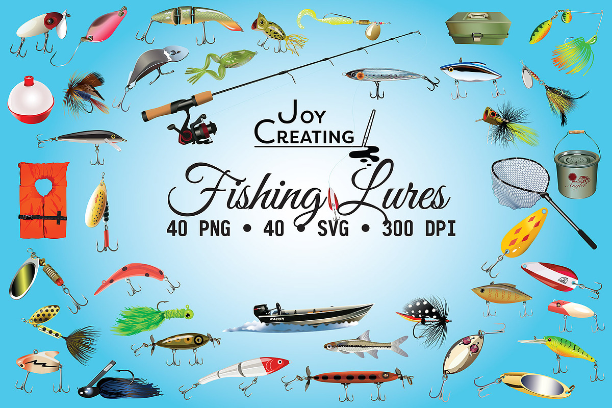 Fishing Lures SVG Clipart, a Sport Illustration by Joy Creating LLC