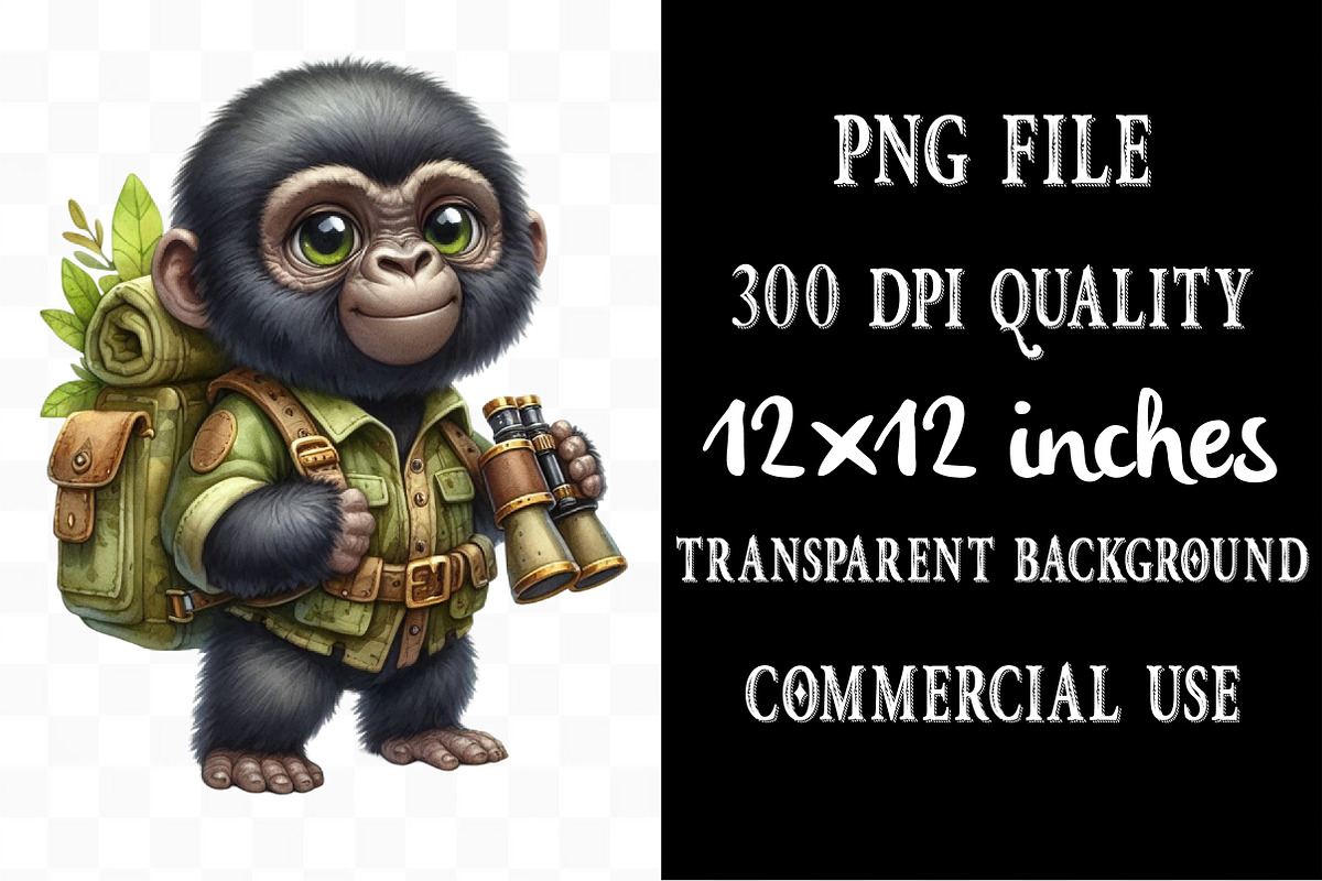 Baby Gorilla Clipart, an Illustration by Designking (Photo 4 of 5)