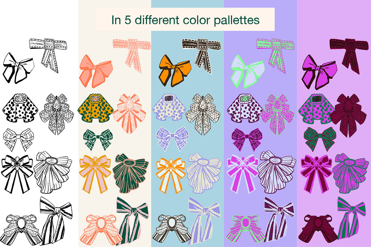 Illustrated ribbon bows vectors V3, an Object Graphic by MayBay Studio (Photo 2 of 6)
