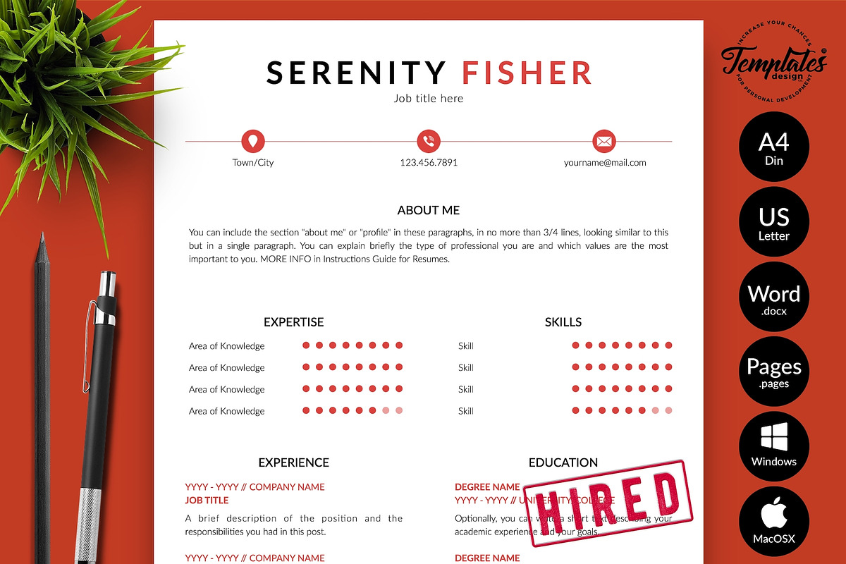 Modern Resume Bundle / CV - Serenity, a Resume Template by Templates Design Co. (Photo 1 of 17)