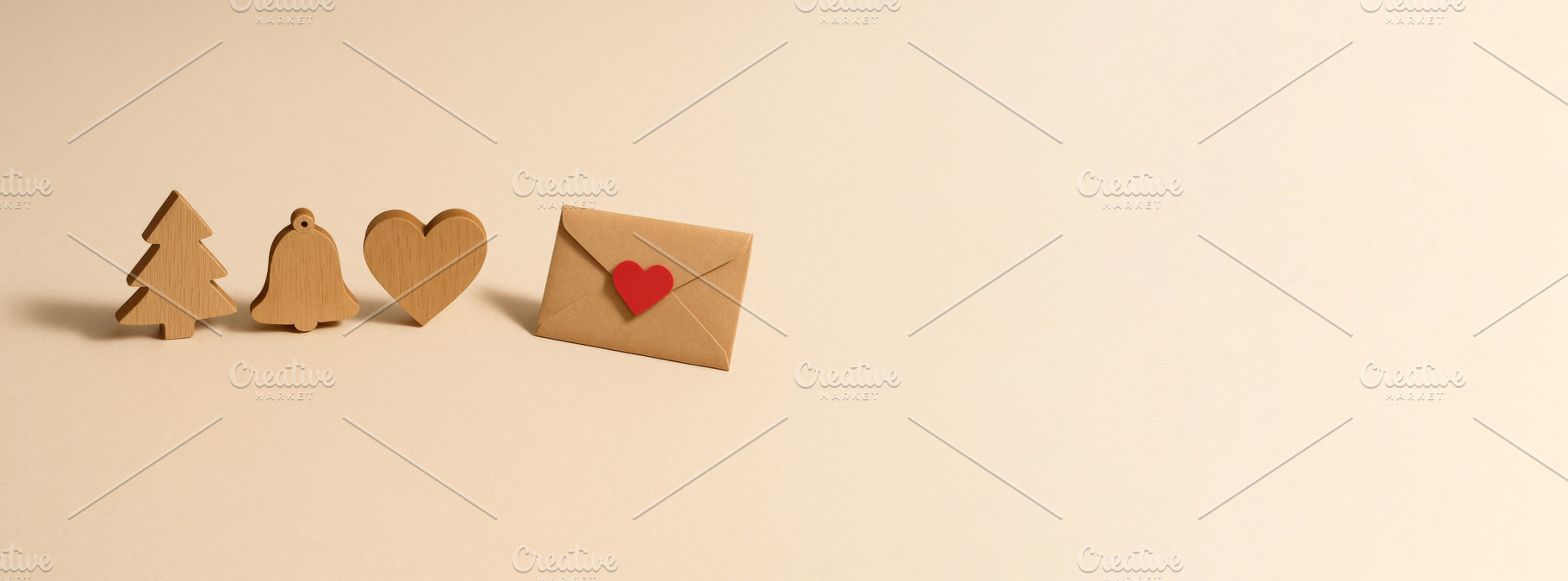 Wooden Christmas tree, bell, heart,, a Photo by Dvoevnore photos