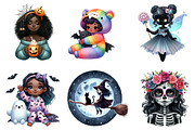 Black Girl Halloween Clipart Bundle, an Illustration by DreamArtGraphic (Thumbnail 2 of 5)